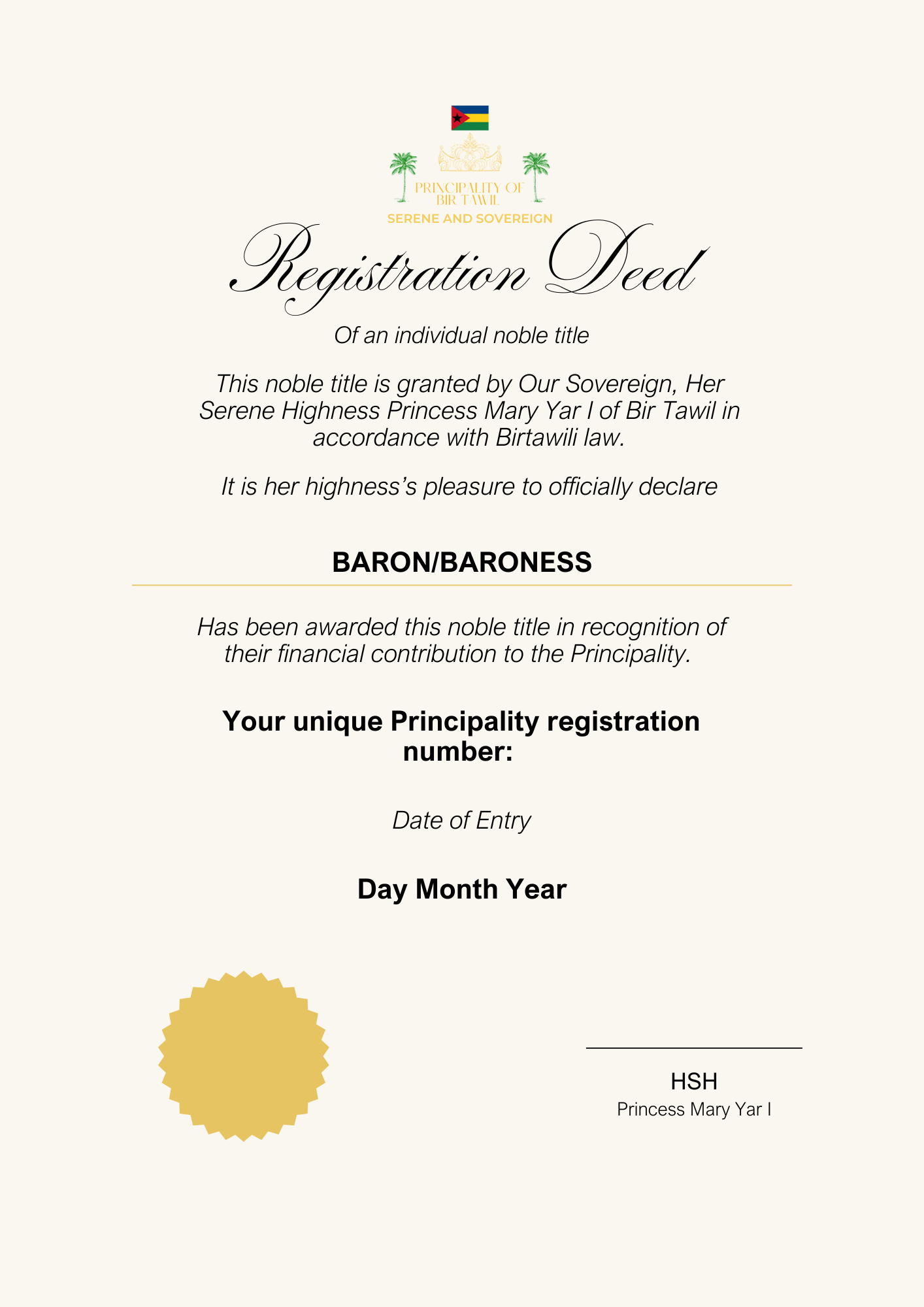 Become a Baron or Baroness